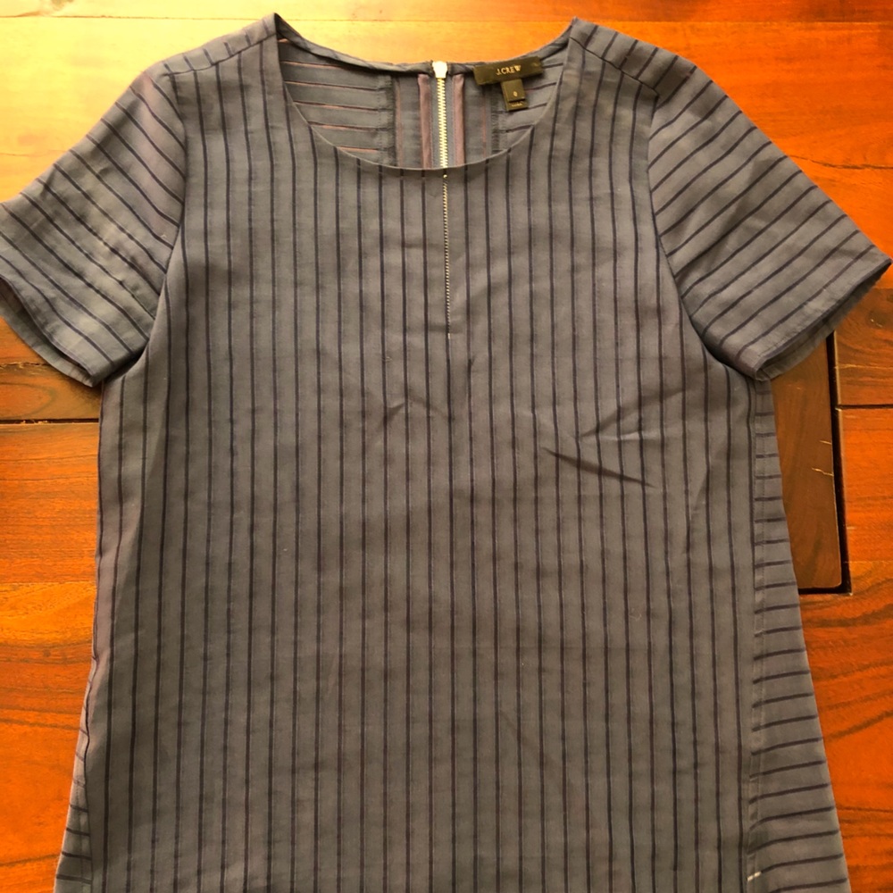 Navy J. Crew Blouse with silver zipper detail